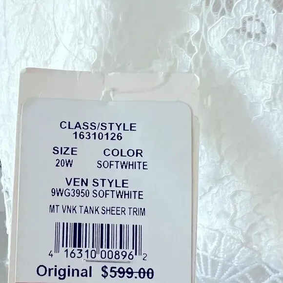 GALINA V-Neck Lace Illusion Wedding Dress, White, NWT, Size 20W - Picture 11 of 14